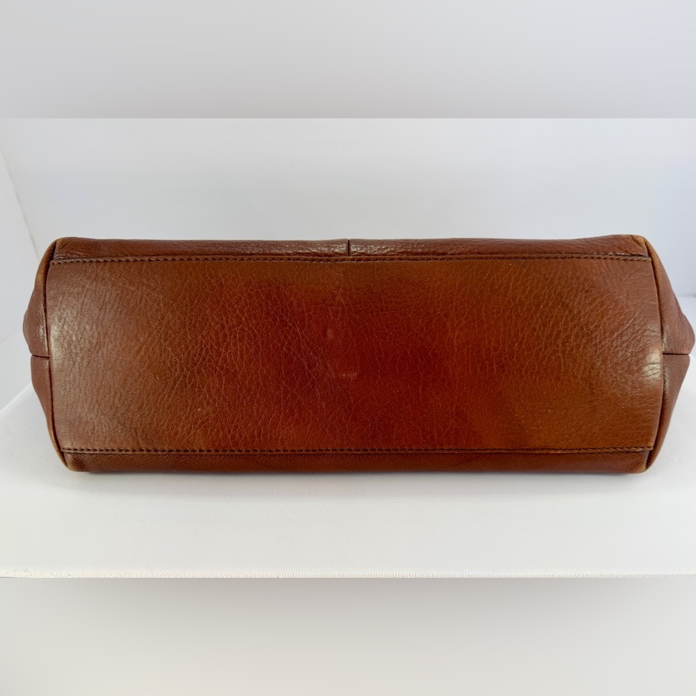 Coach Madison Leather East West Tote Brown Pebbled Leather Bag Red Interior - Picture 6 of 15